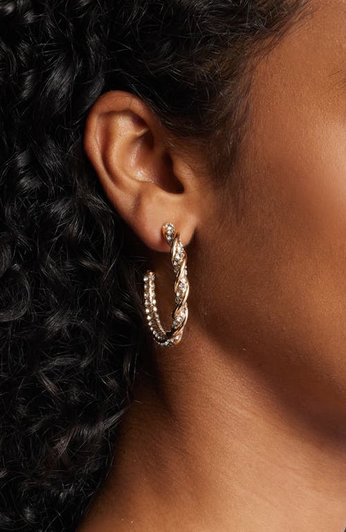 Open Edit Crystal Pavé Hoop Earrings In Gold