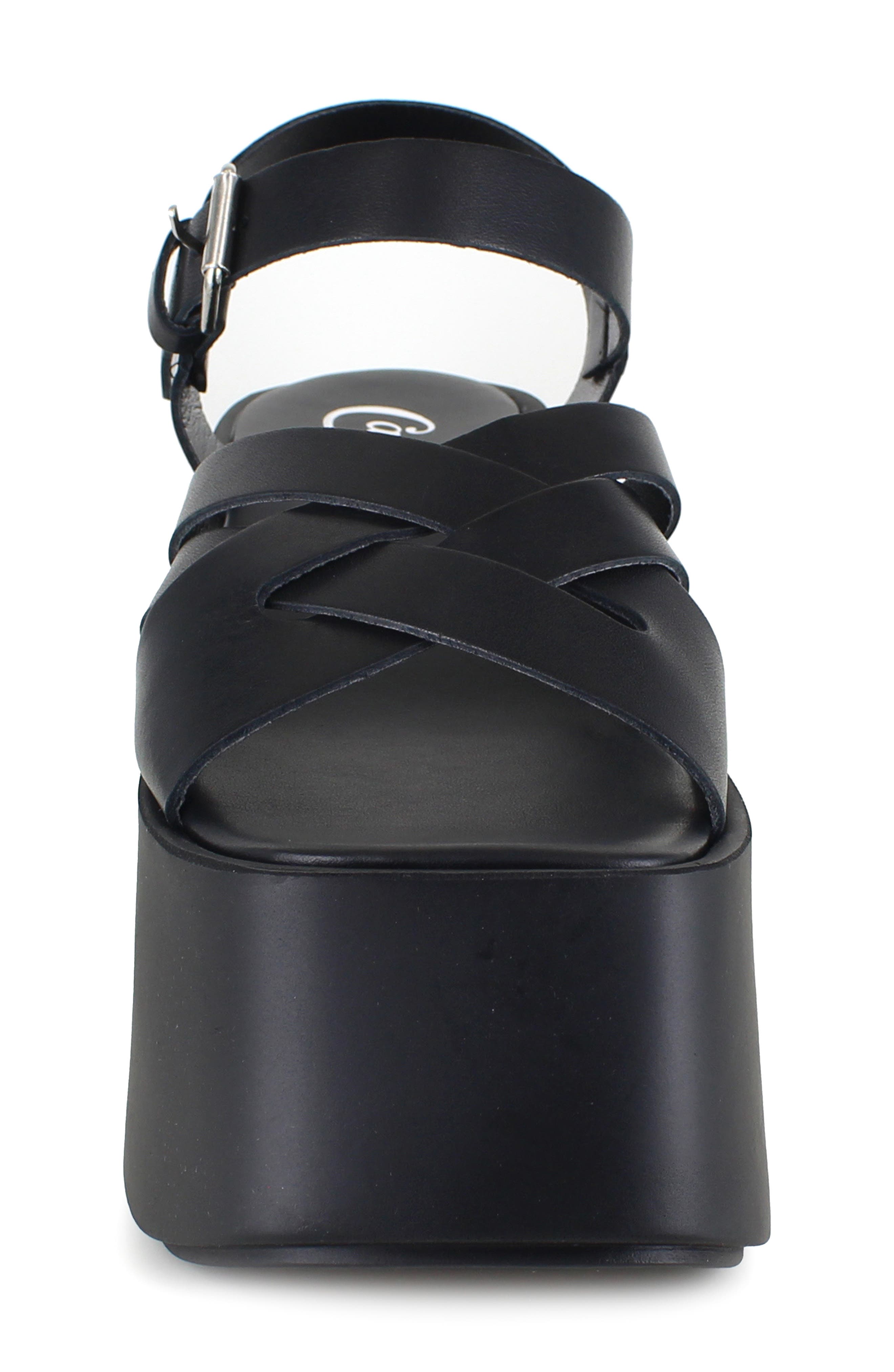 Candie's Elisabeth Ankle Strap Platform Sandal, Alternate, color, Black Leather