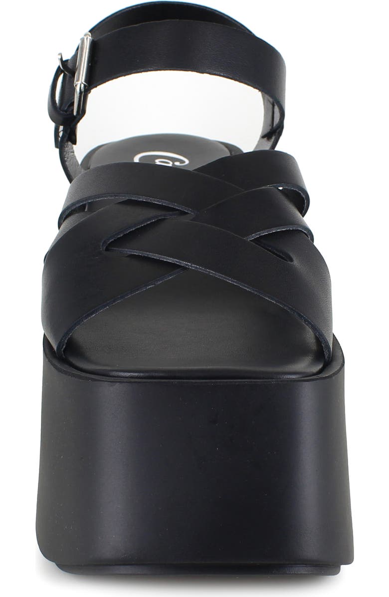 Candie's Elisabeth Ankle Strap Platform Sandal, Alternate, color, Black Leather