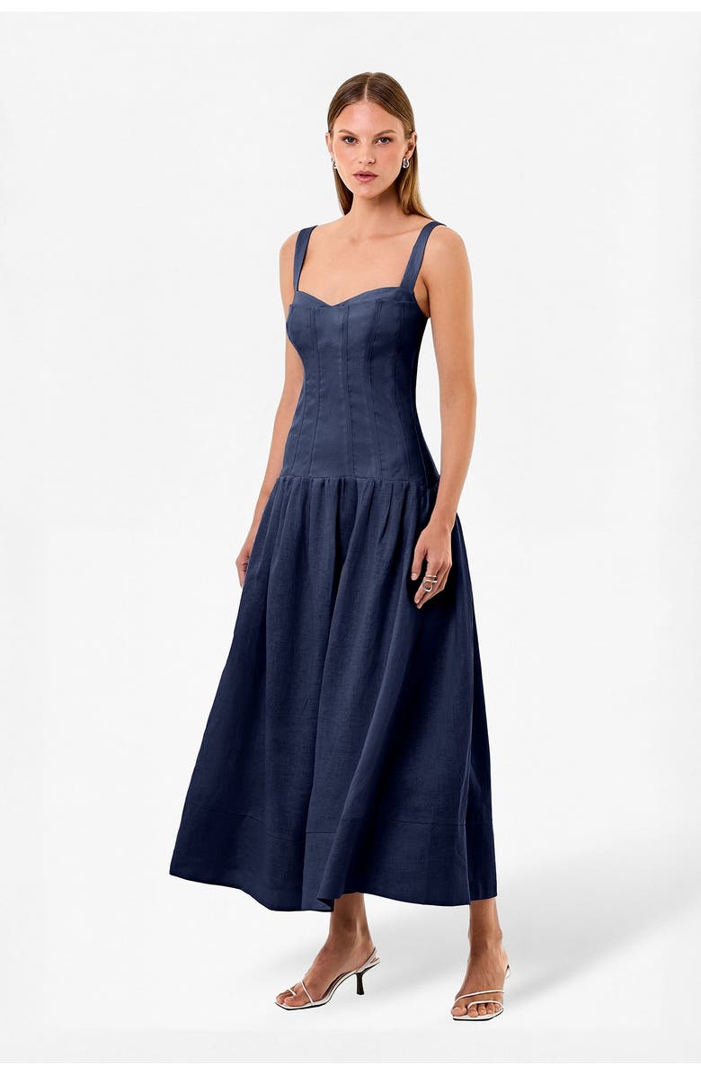 NICHOLAS Makenna Linen Dress, Alternate, color, Midnight