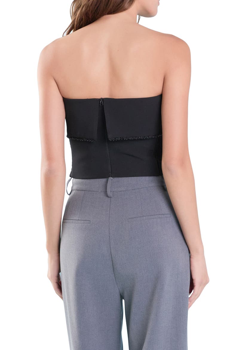 Strapless Pearl Bead Trim Foldover Top, Alternate, color, BLACK
