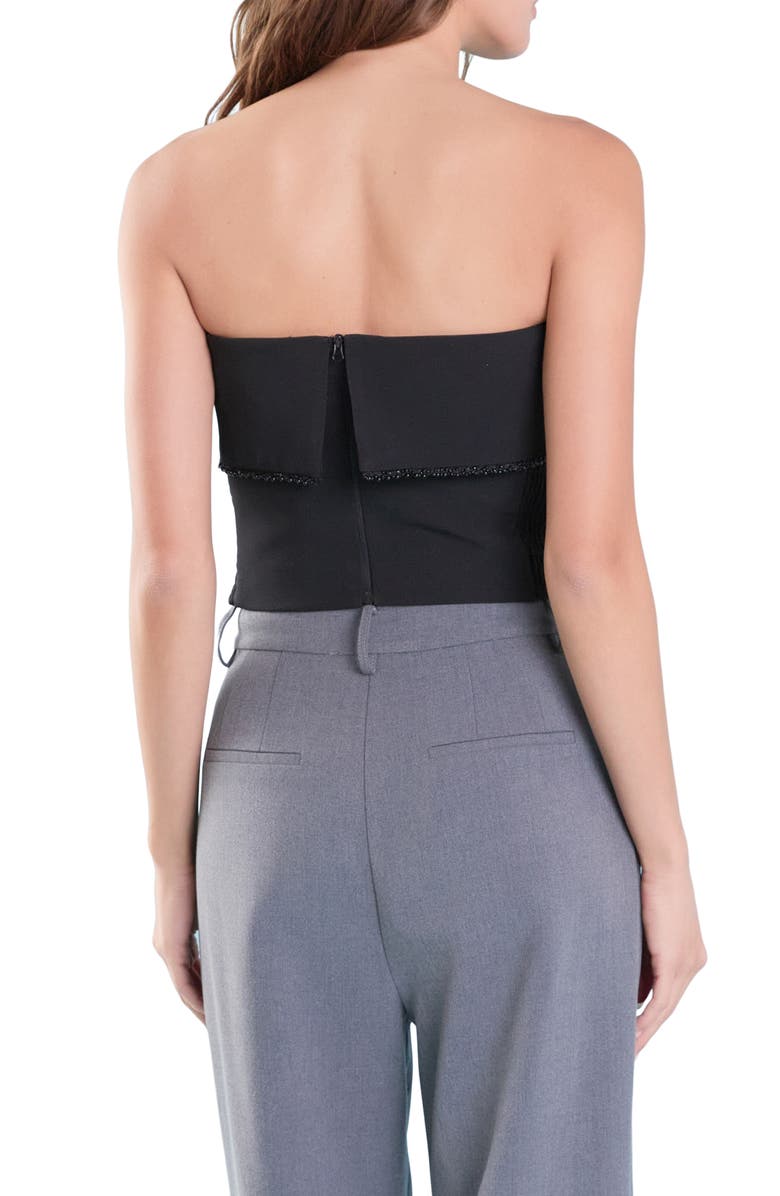 Endless Rose Strapless Pearl Bead Trim Foldover Top, Alternate, color, Black