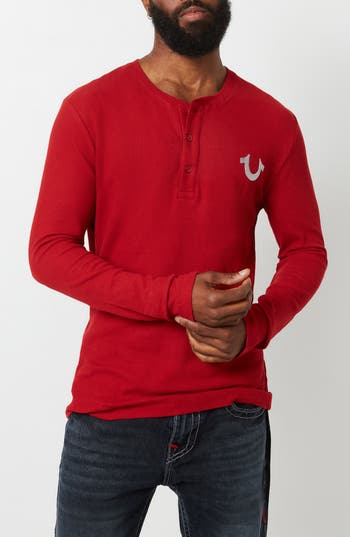 TRUE RELIGION TRUE RELIGION LONG SLEEVE HENLEY T-SHIRT