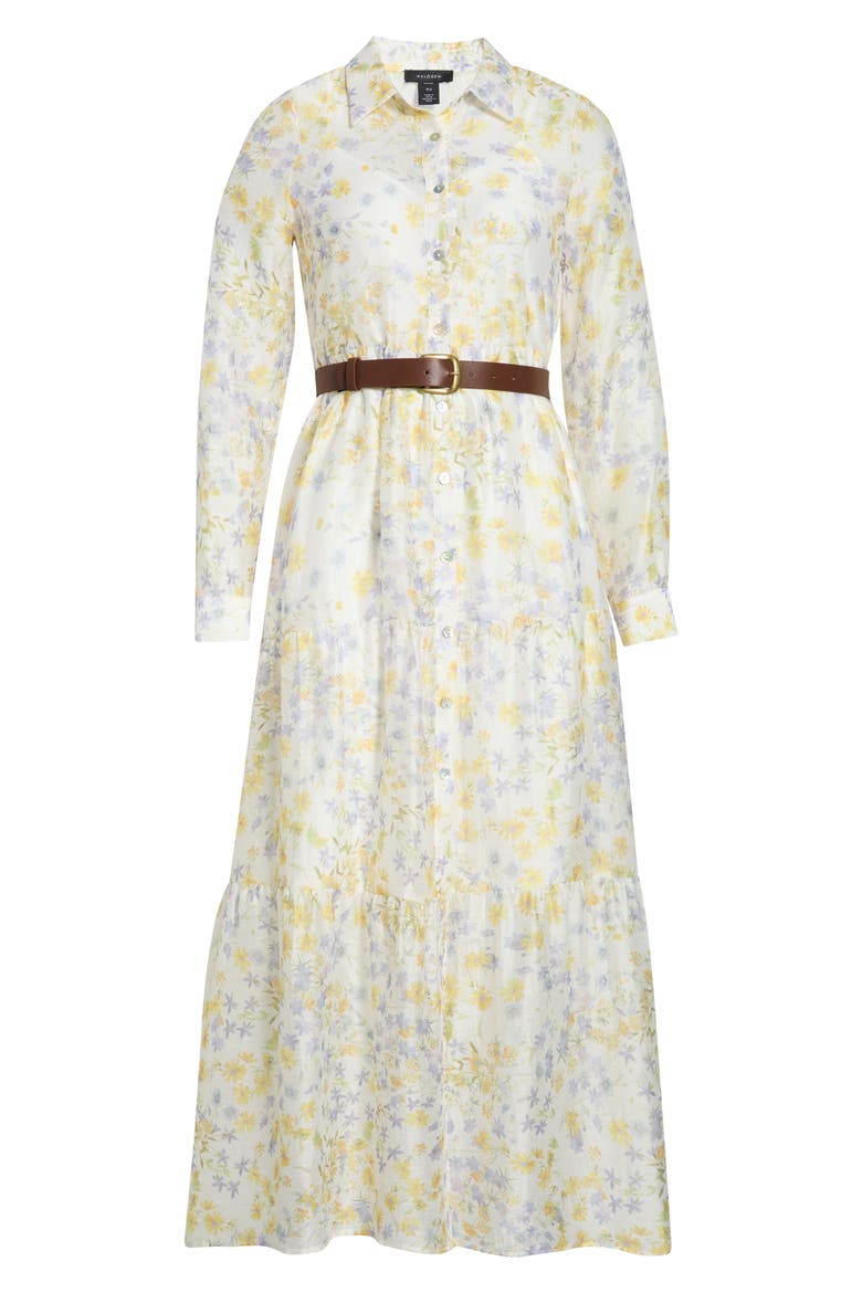 Long Sleeve Tiered Maxi Shirtdress, Alternate, color, EGRET