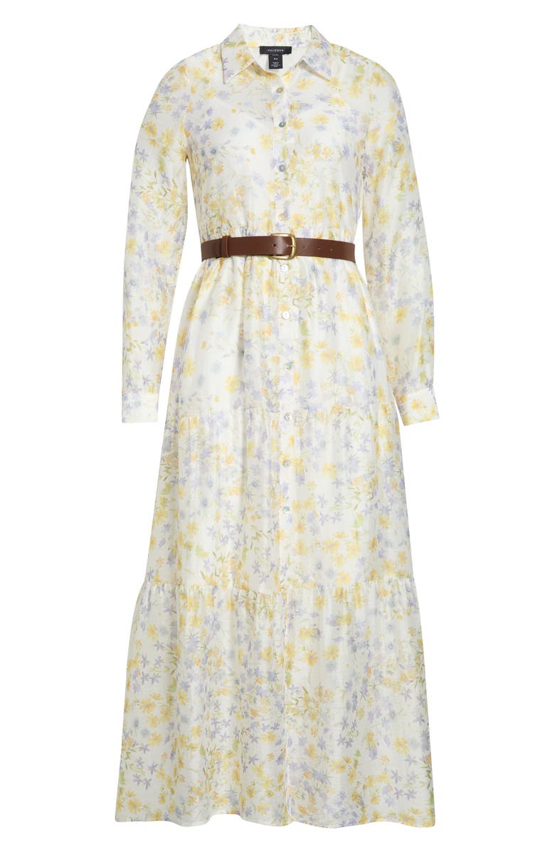 Halogen<sup>®</sup> Long Sleeve Tiered Maxi Shirtdress, Main, color, Egret