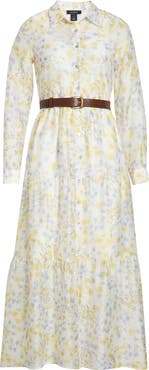 Halogen® Long Sleeve Tiered Maxi Shirtdress