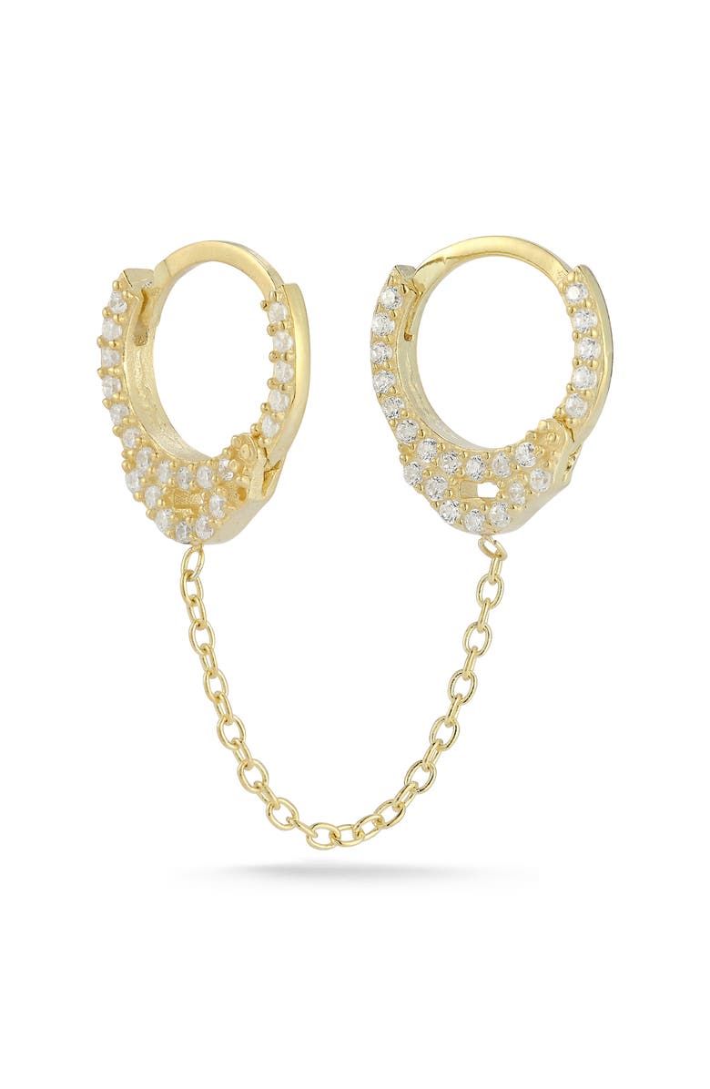 SPHERA MILANO Cubic Zirconia Double Piercing Single Drop Earring, Main, color, Gold