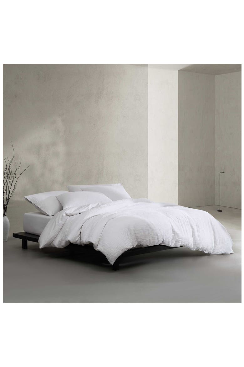 Jacquard Cotton Duvet & Shams Set, Alternate, color, WHITE