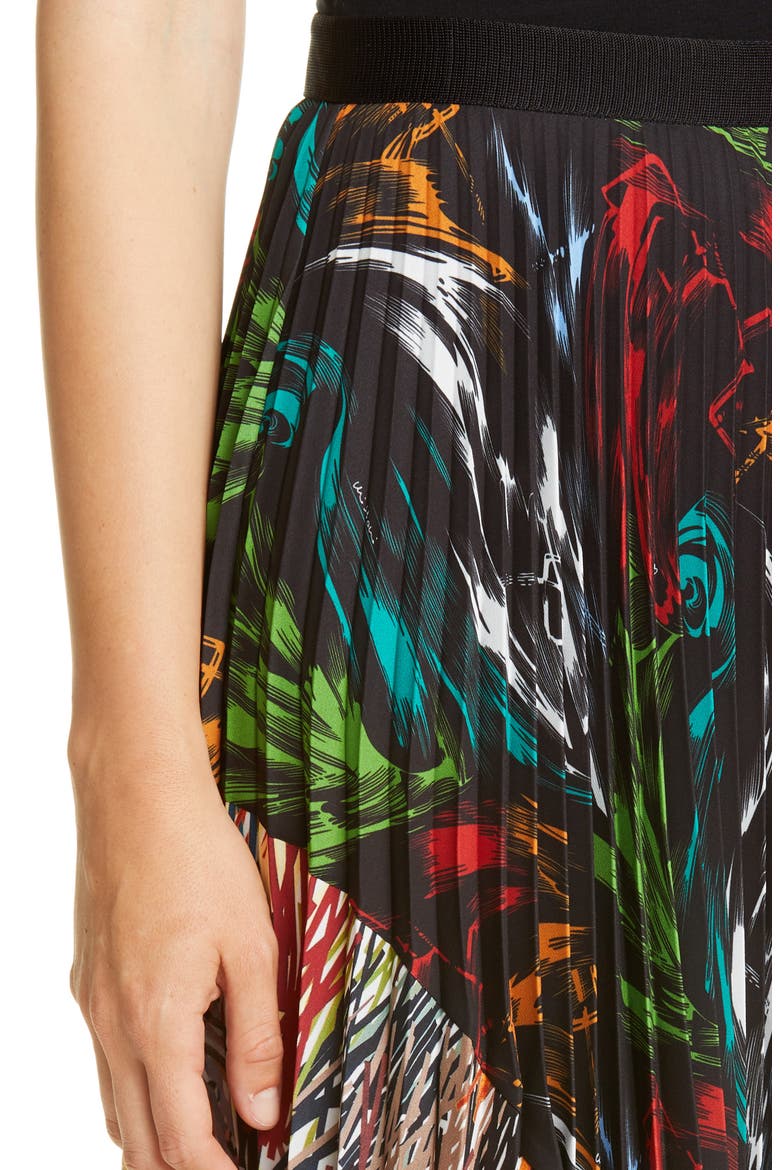 Mixed Prints Pleated Skirt, Alternate, color, BLACK ZEBRA MULTI