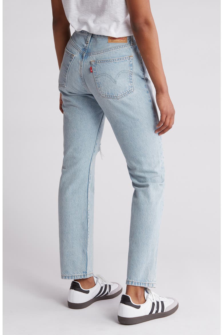 501® Ripped High Waist Straight Leg Jeans, Alternate, color, BRAGGADOCIOUS