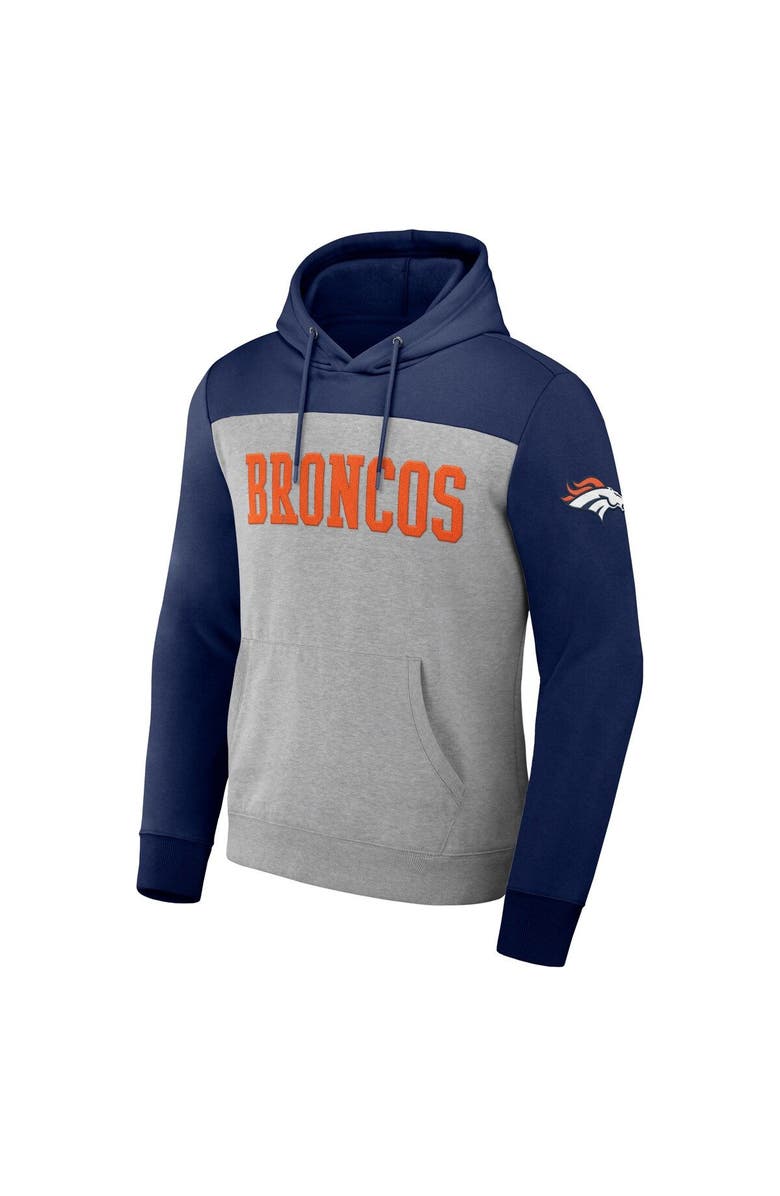 NFL X DARIUS RUCKER Men's NFL x Darius Rucker Collection by Fanatics Heather Gray Denver Broncos Color Blocked Pullover Hoodie, Alternate, color, 