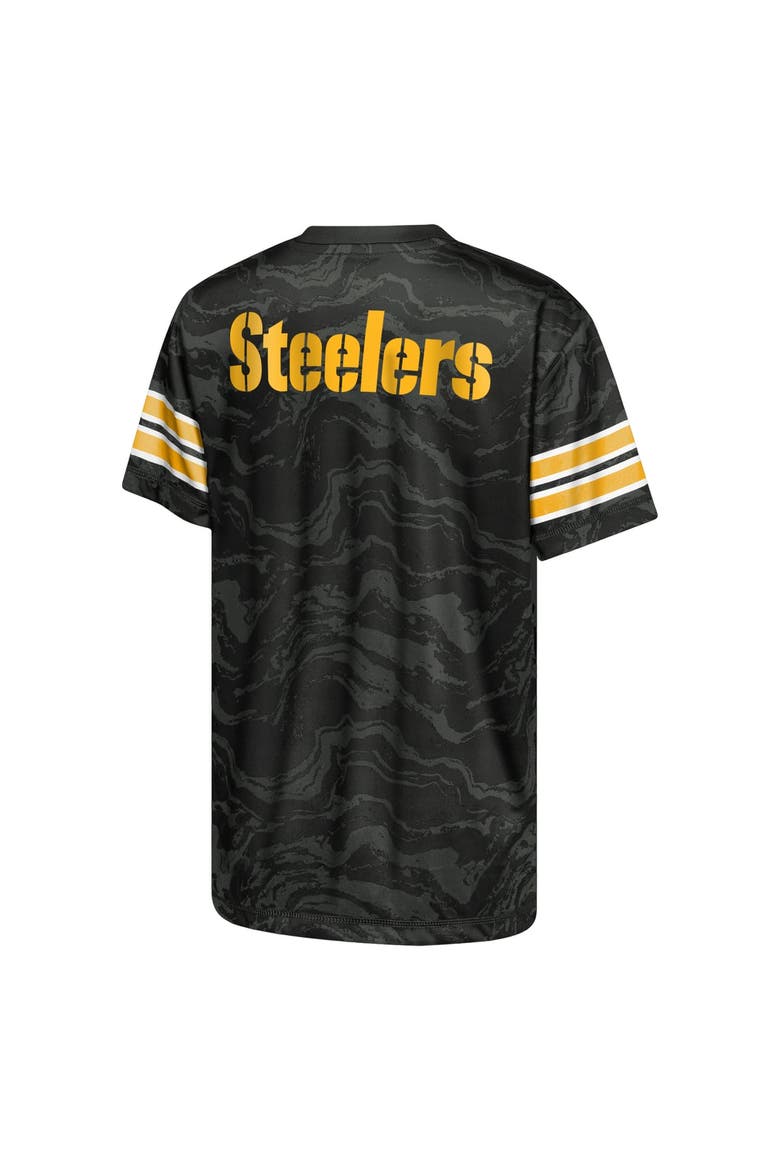 Youth Outerstuff  Black Pittsburgh Steelers Slant Route Performance T-Shirt, Alternate, color, Black