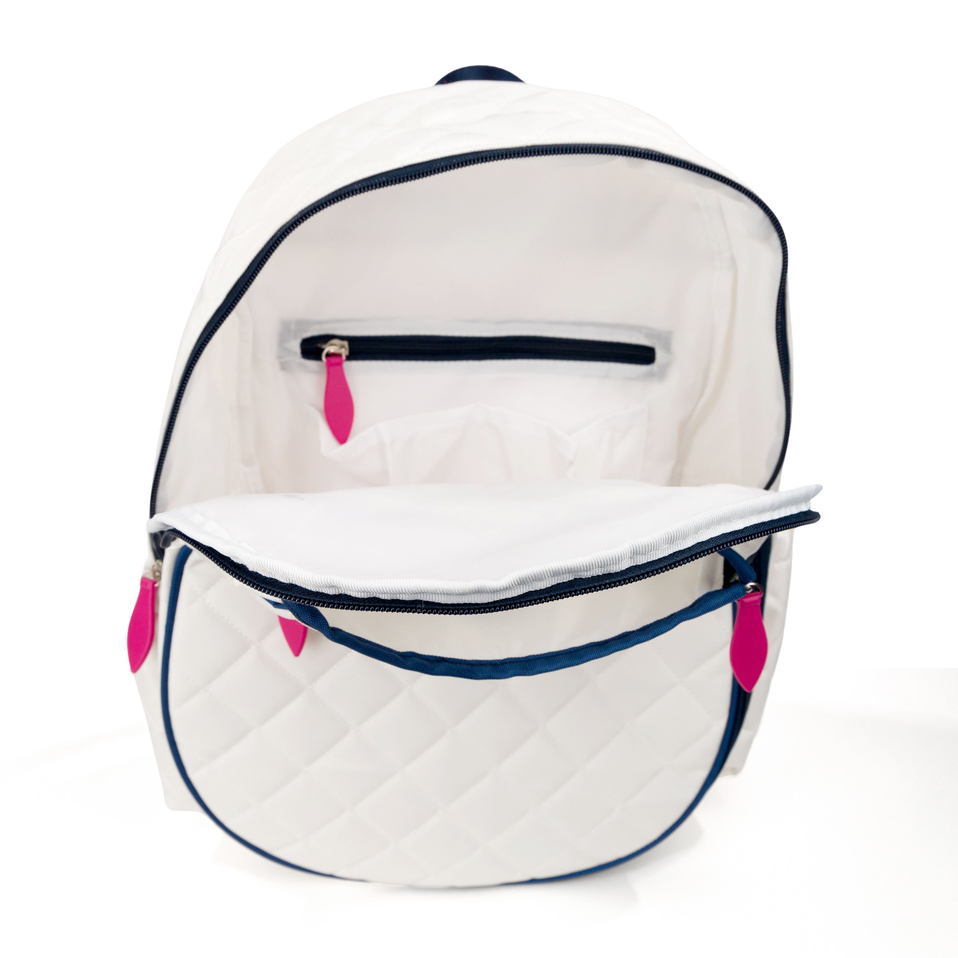 Ame & Lulu Jr. Love Tennis Backpack, Alternate, color, Quilted White/Navy/Pink