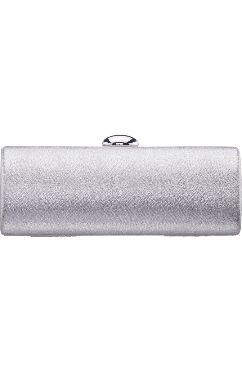 Nina Xandra Metallic Faux Leather Frame Clutch, Main, color, Silver