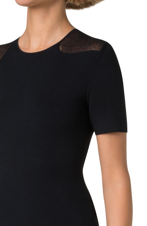 Akris Fitted Short Sleeve Round Neck Top In Black