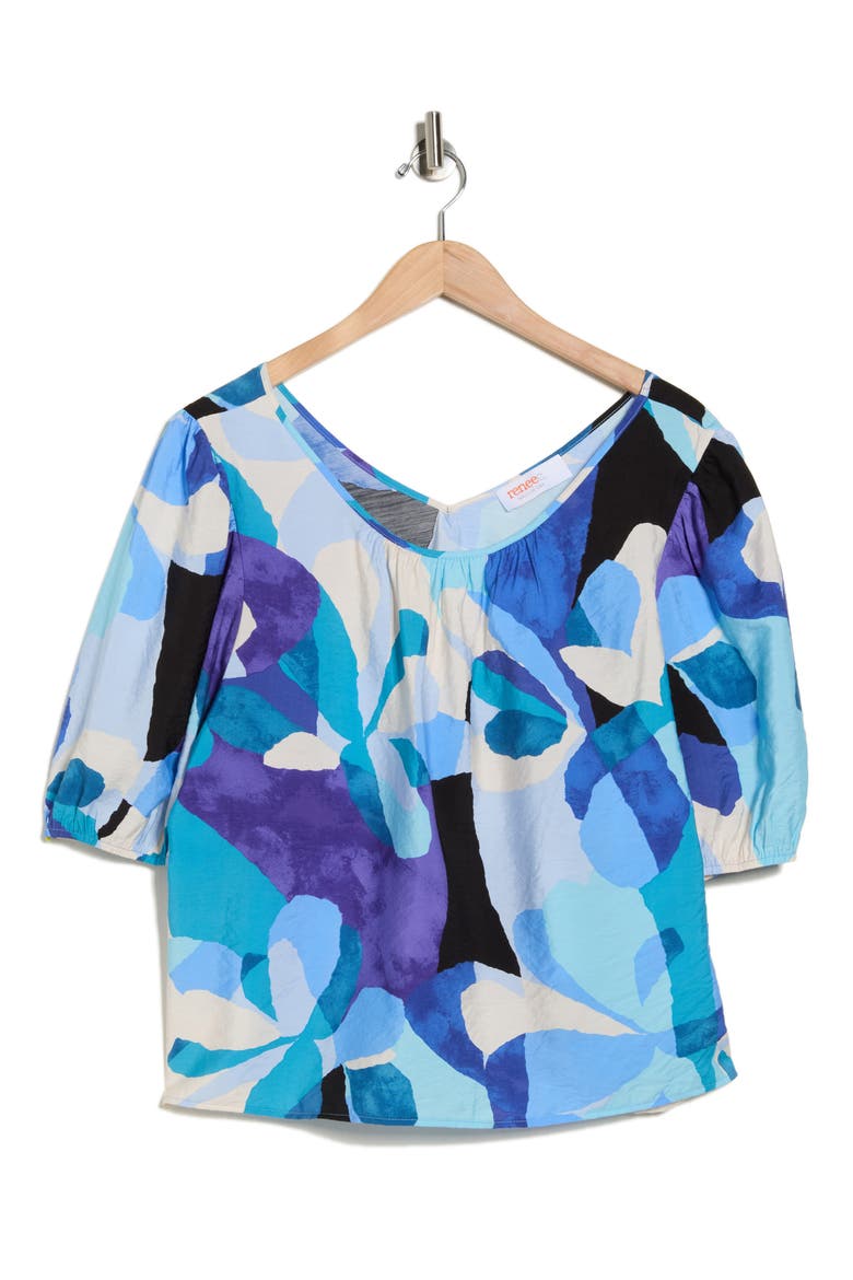 Puff Sleeve Top, Alternate, color, BLUE