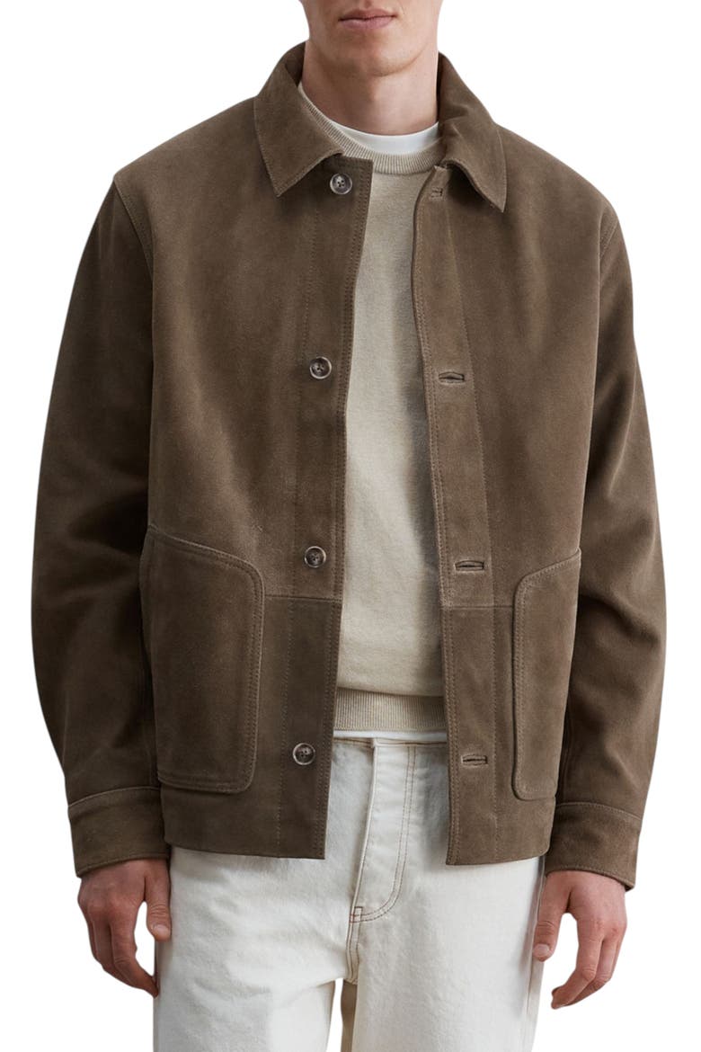 Pocket Suede Jacket, Main, color, Khaki