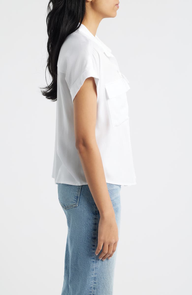 beachlunchlounge Kia Short Sleeve Button-Up Shirt, Alternate, color, White