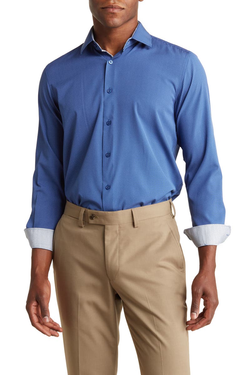 TOM BAINE Printed Performance Slim Fit Dress Shirt, Main, color,