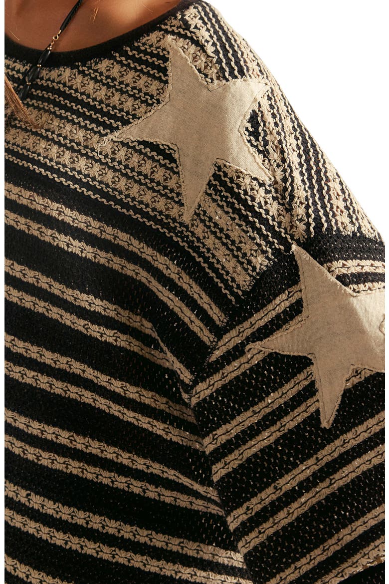 Fun in the Sun Stripe Oversize Crochet T-Shirt, Alternate, color, OREO COMBO