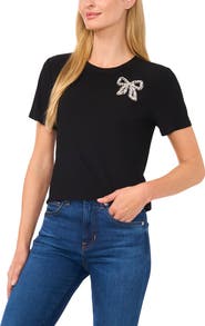 CeCe Embellished Bow T-Shirt
