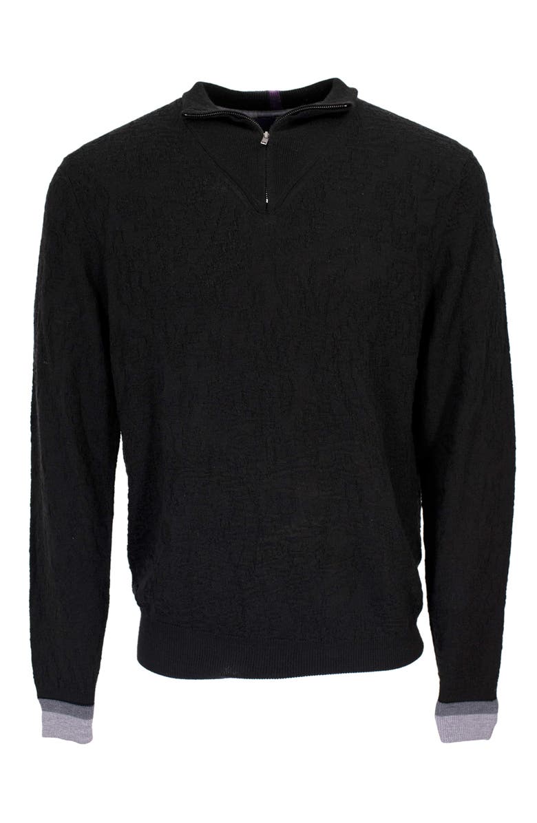 Lords of Harlech Quinn Quarter Zip Merino Wool Sweater, Main, color, Black