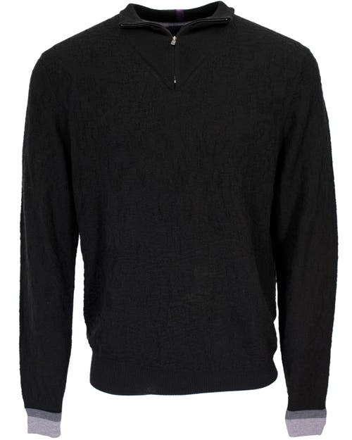 Lords Of Harlech Quinn Quarter Zip Merino Wool Sweater In Black