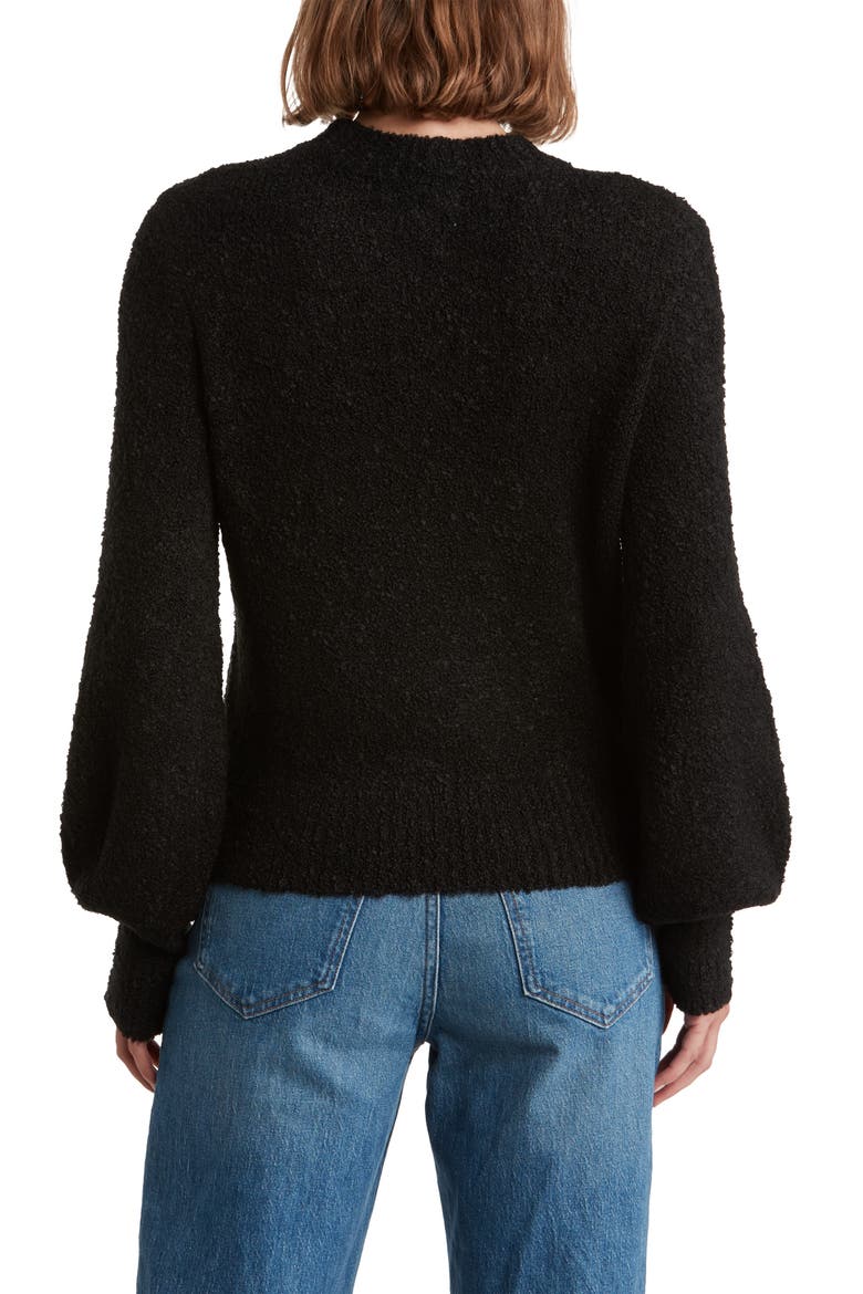 Jane Crop Balloon Sleeve Sweater, Alternate, color, BLACK