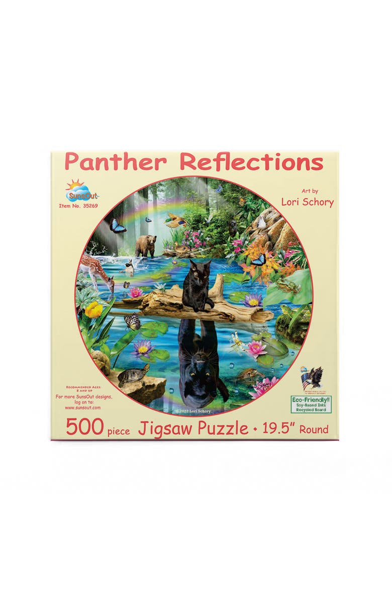 Sunsout Panther Reflections 500 piece Jigsaw Puzzle for Adults Round, Alternate, color, Multicolor