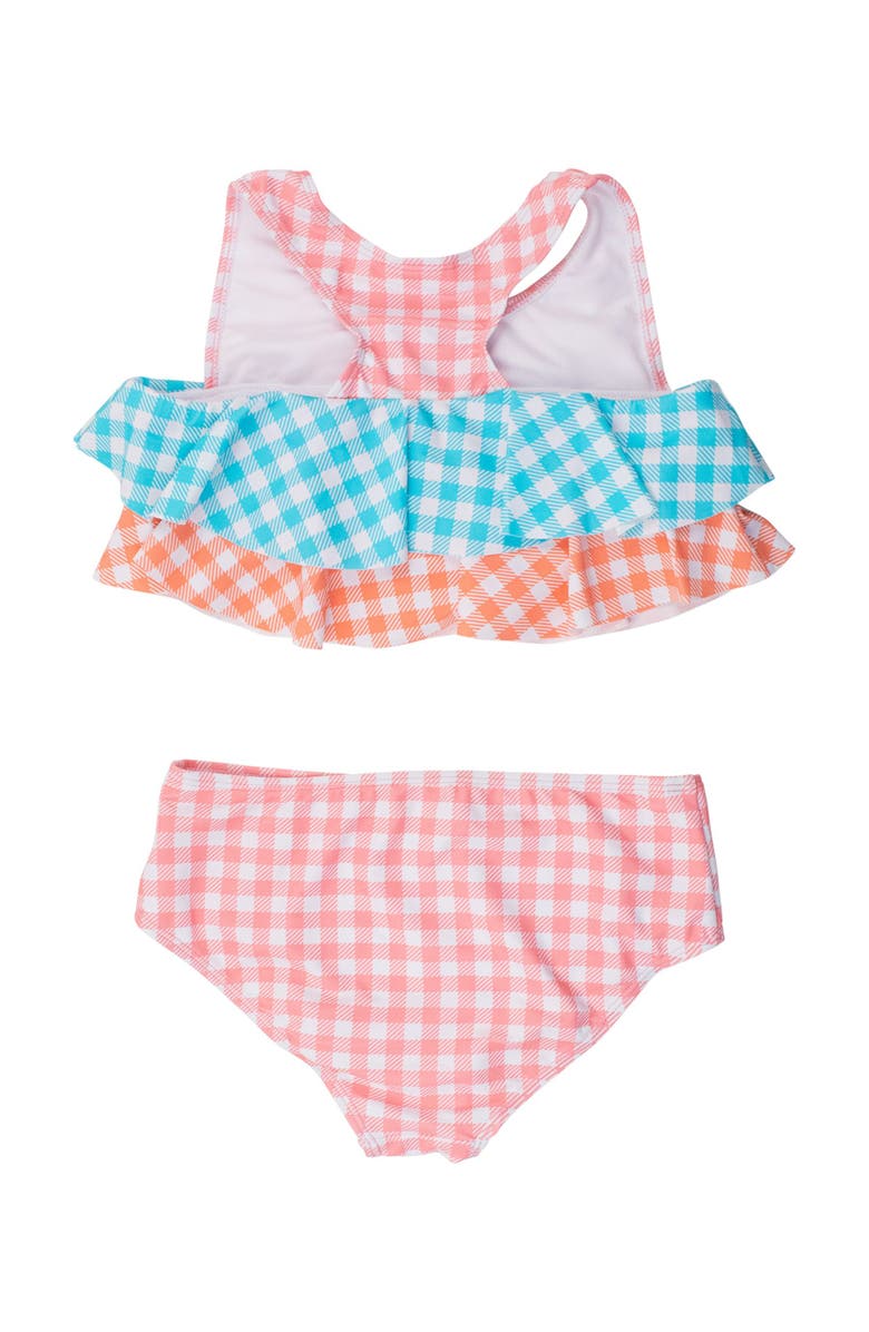 RuffleButts UPF50 Flounce Bikini, Alternate, color, Seaside Gingham Color Block