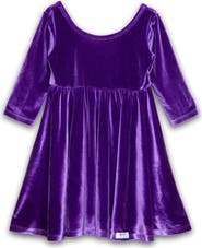 WORTHY THREADS Girls Stretch Velvet Twirly Dress