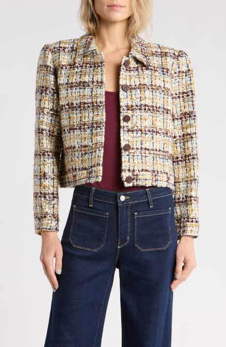 Kasey Sequin Tweed Wool Blend Jacket
