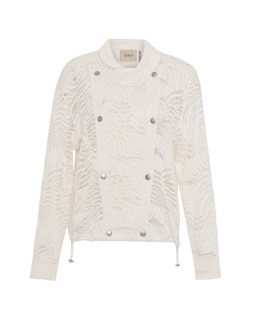Theo The Label Artemis Fern Lace Bomber Jacket In Ivory