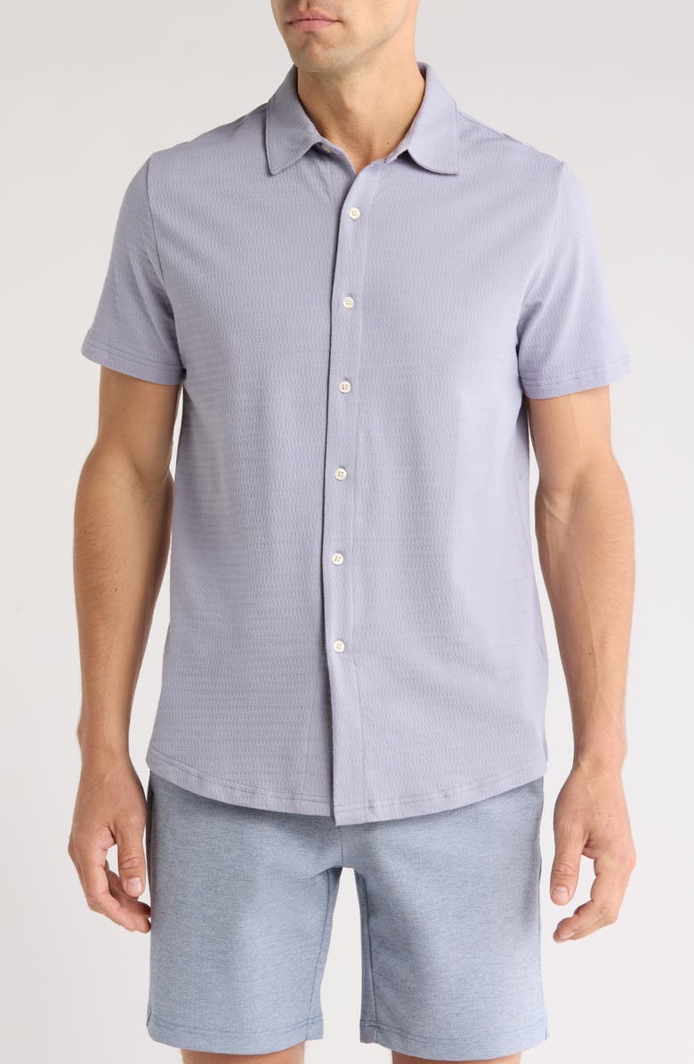 WESTZEROONE Freeson Short Sleeve Stretch Cotton Button-Up Shirt, Main, color, Lavender Whisper