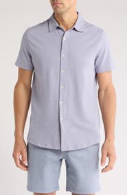 WESTZEROONE Freeson Short Sleeve Stretch Cotton Button-Up Shirt