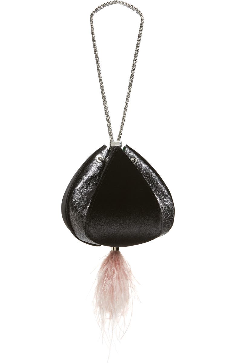 the VOLON Cindy Leather & Velvet Clutch, Main, color,