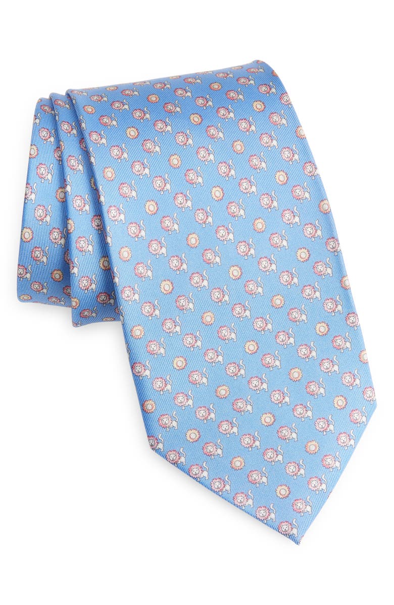 FERRAGAMO Salvatore Ferragamo Lion Print Silk Tie, Main, color,