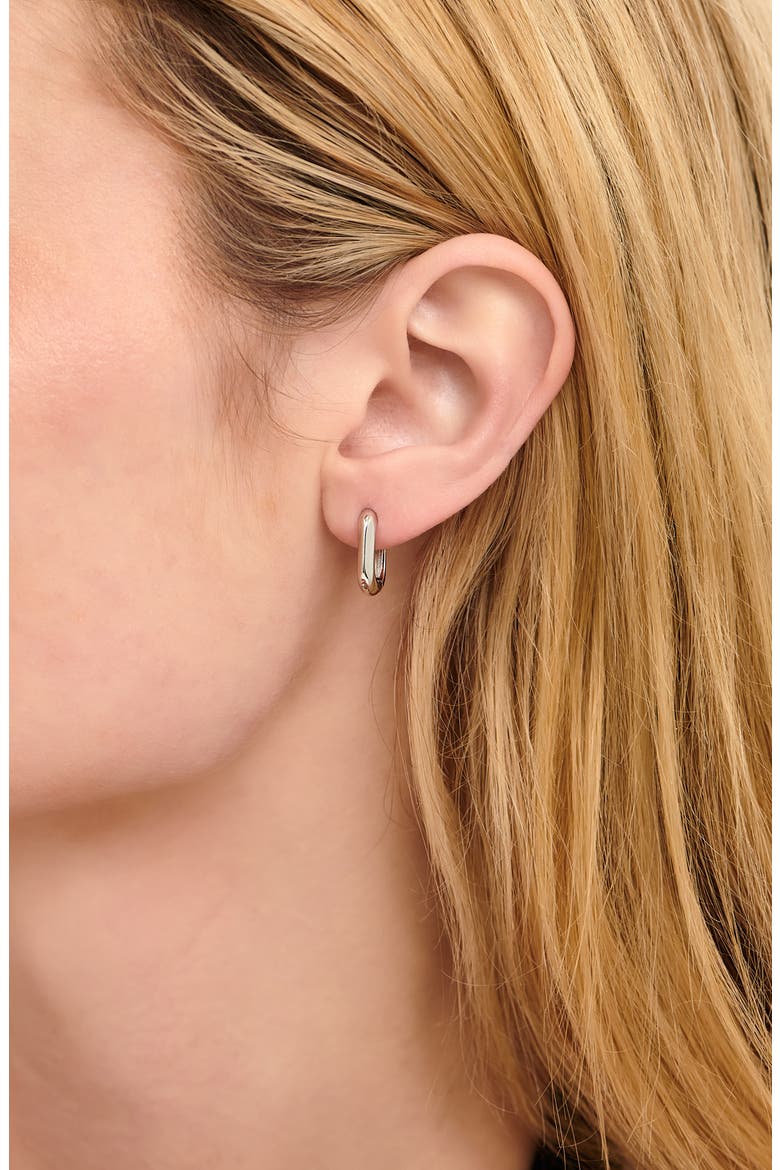 Beveled Hoop Earrings, Alternate, color, SILVER