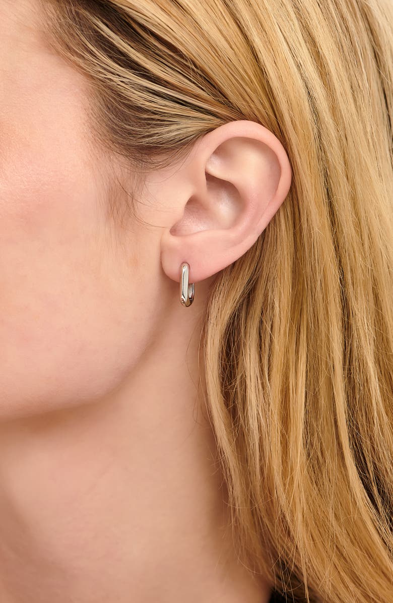 DEVATA Beveled Hoop Earrings, Alternate, color, Silver