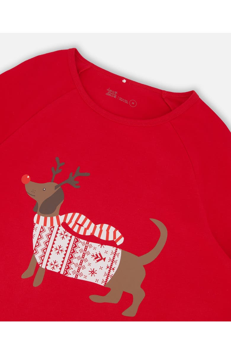 Deux par Deux Adult Women Organic Cotton Two-Piece Pajamas, Alternate, color, Red And White Fairisle