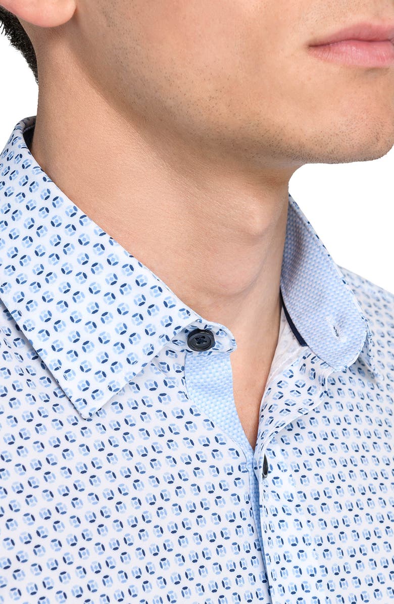 CONSTRUCT Slim Fit Round Geometric Stretch Button-Up Shirt, Alternate, color, 