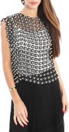 SAACHI Pearly Beaded Floral Lace Top