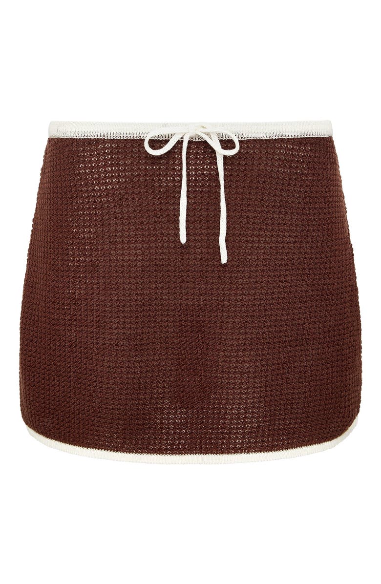 Onia Linen Knit Mini Skirt, Alternate, color, Brown/White