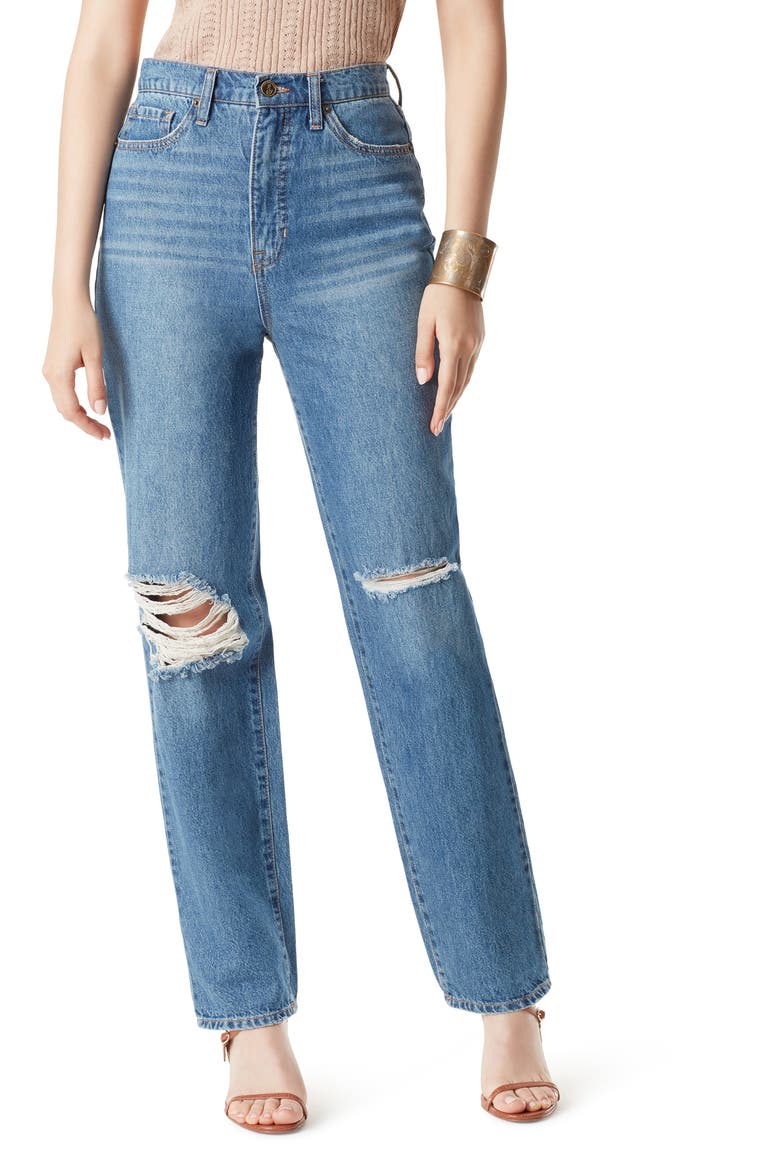 Yaro High Waist Ripped Nonstretch Jeans, Main, color, SKYLINE
