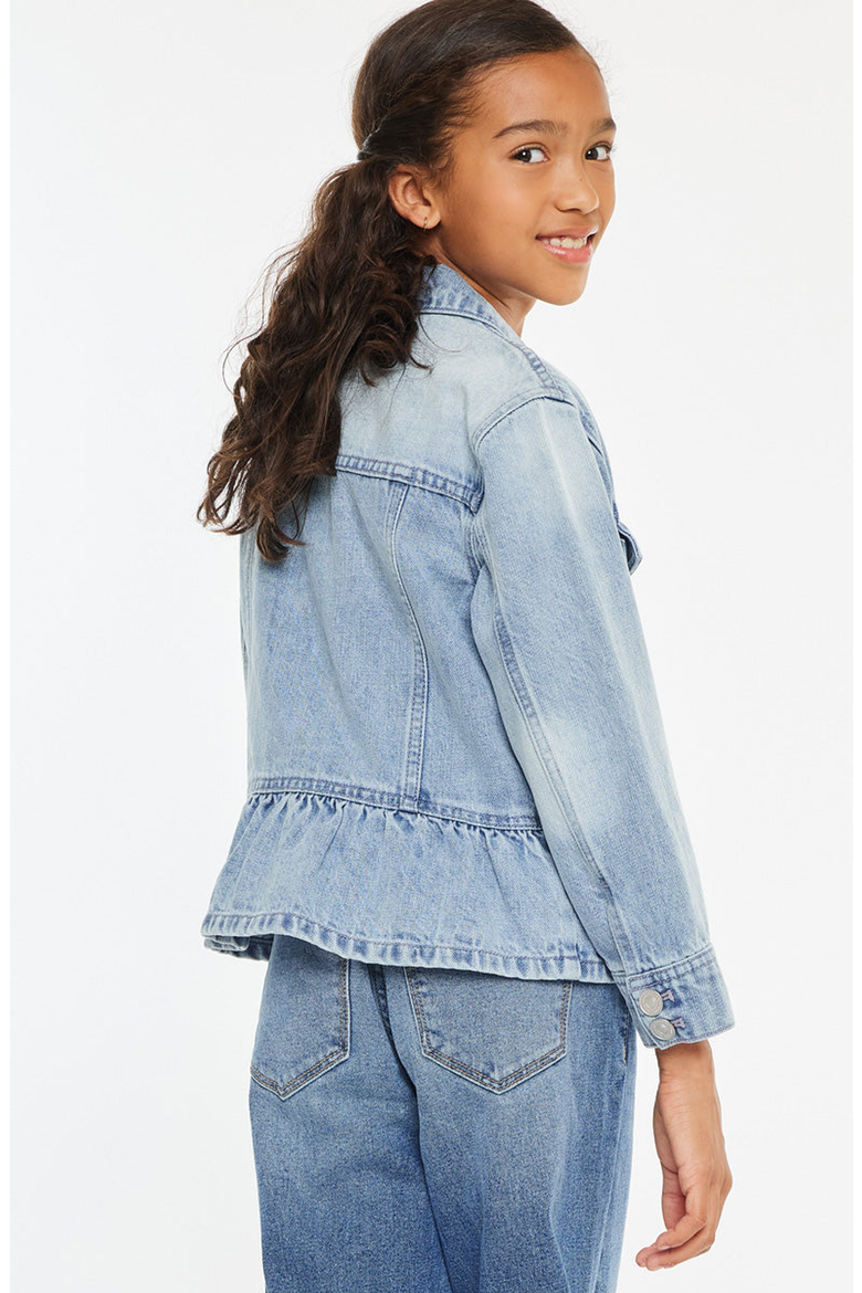 Penny Peplum Denim Jacket, Alternate, color, Light Wash