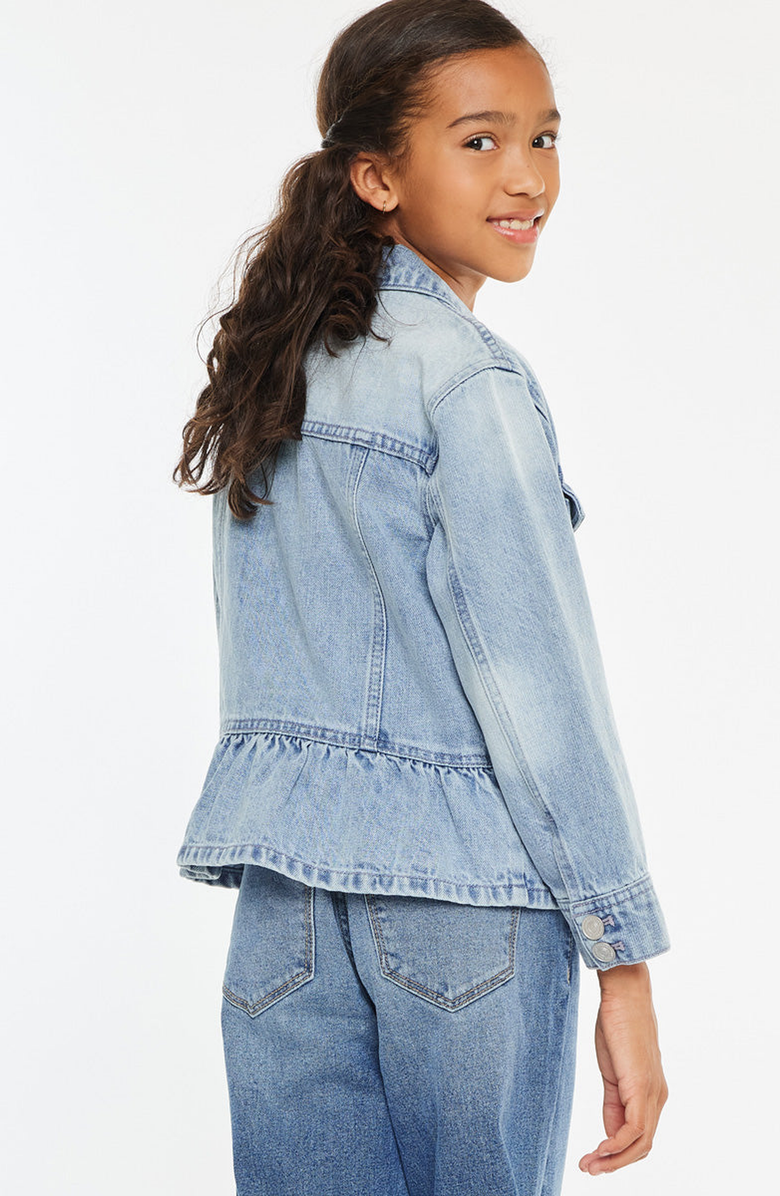 KanCan Penny Peplum Denim Jacket, Alternate, color, Light Wash