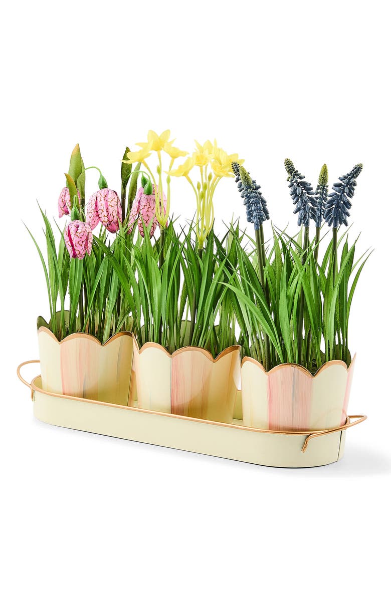 MACKENZIE CHILDS Rosy Check Stripe Triple Potted Blooms, Alternate, color, Rosy