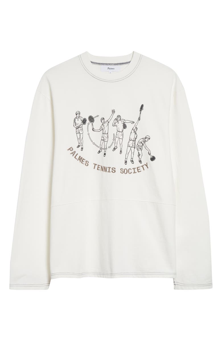 PALMES Practice Tennis Long Sleeve Graphic T-Shirt, Alternate, color, Off White