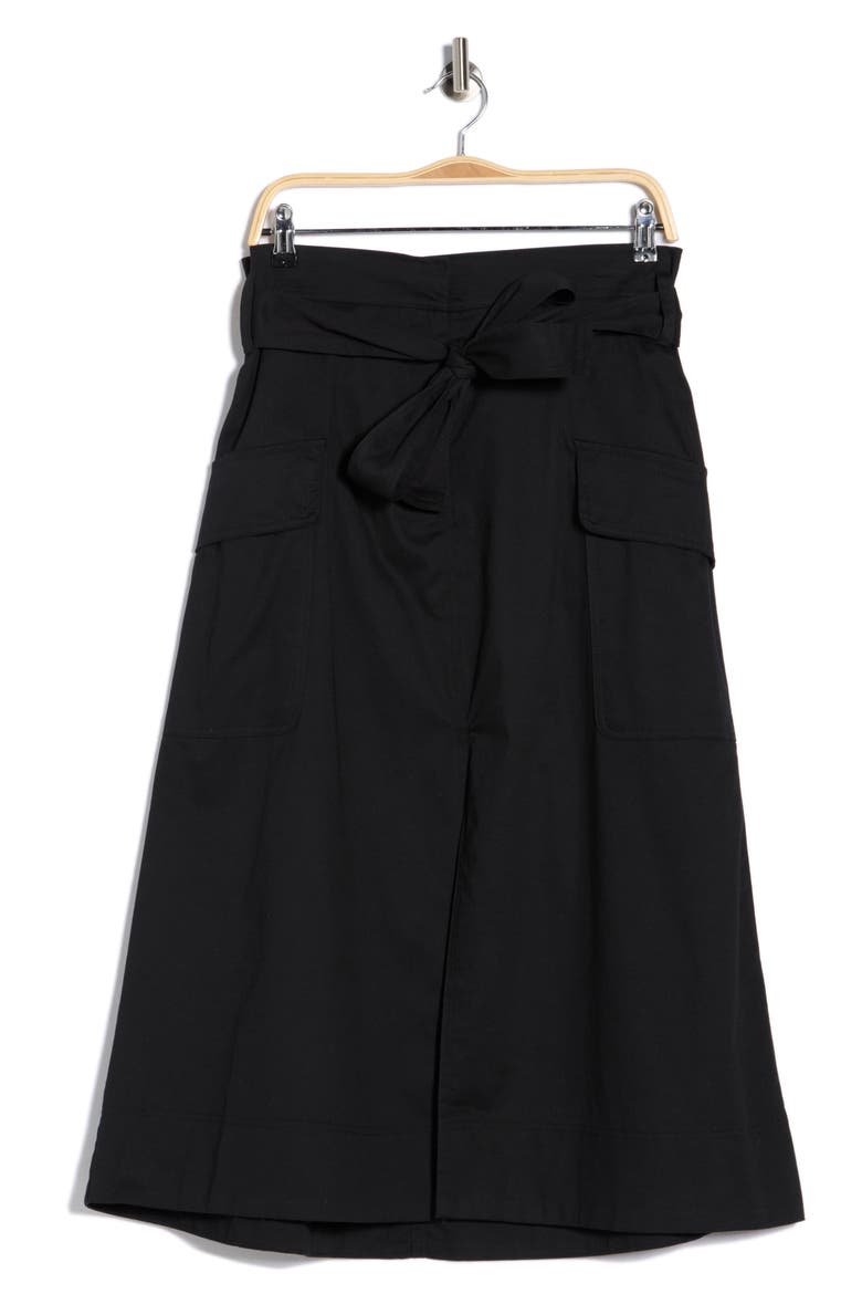 Tie Waist Cotton Cargo Skirt, Alternate, color, BLACK