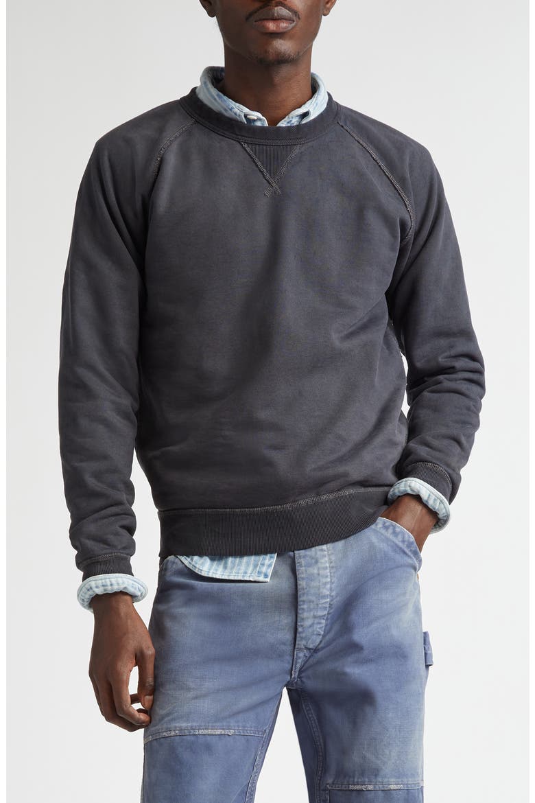 Raglan Crewneck Sweatshirt, Main, color, BLACK INDIGO
